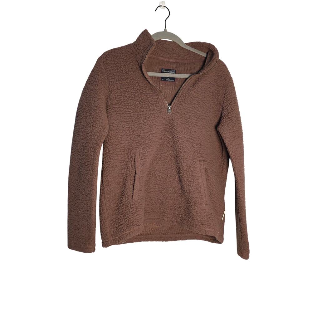 Abercrombie Sherpa Quarter Zip Women's Medium Cozy Mauve Fleece Neutral Cozy
